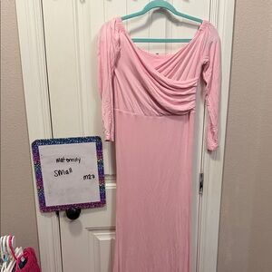 Light Pink Draped Maternity Maxi Dress